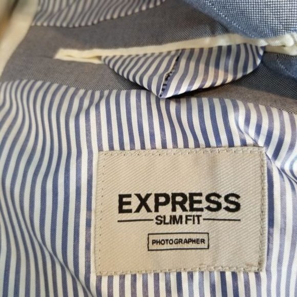 Express Mens 38S Light Blue Long Sleeves Slim Fit - Picture 7 of 9